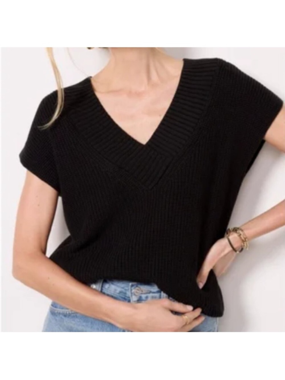 Evereve Reina Sweater Vest, V-Neck - Womens Medium (fits like SMALL)